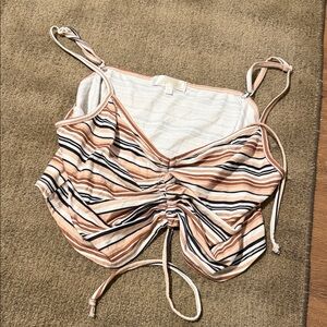 Striped Peach & Black Ruched Adjustable Cami